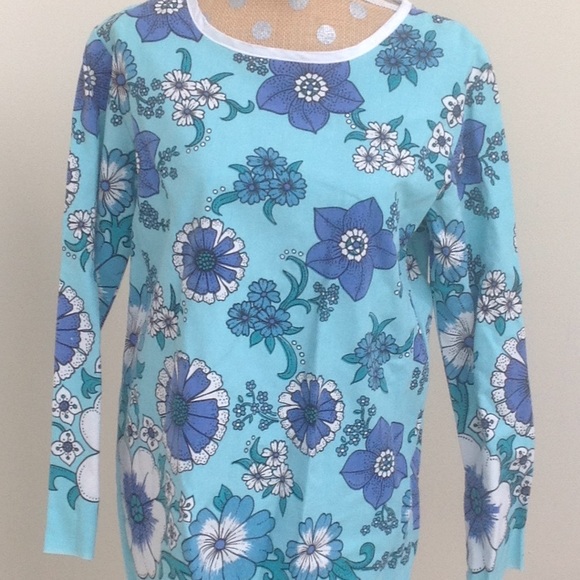 Tops - Turquoise Flowered Tunic